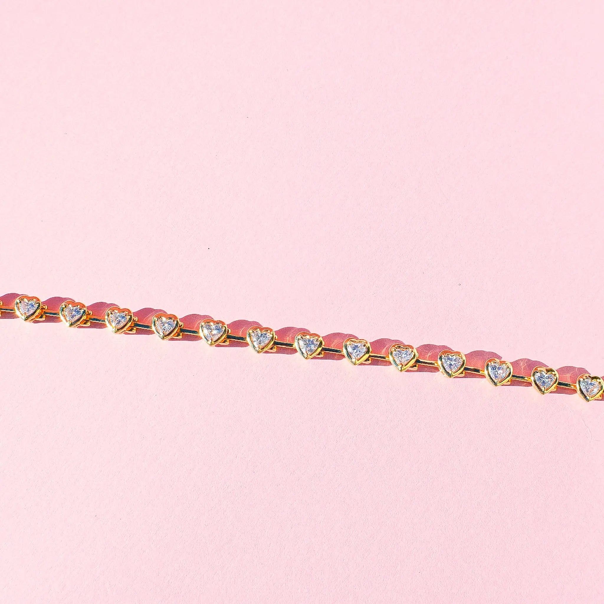 Heart-Shaped Spaced Bezel Diamond Bracelet-Princess Jewelry Shop