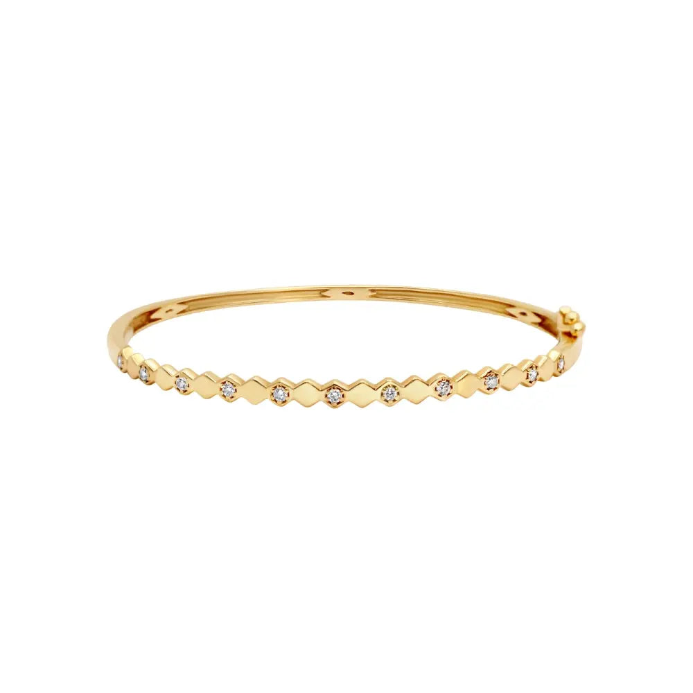 HONEYCOMB DIAMOND YG HALF BANGLE D0.25CT 14KY Princess Jewelry Shop