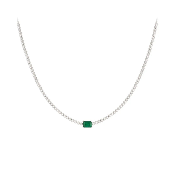 Jenny Emerald Diamond Tennis Necklace | 18K Gold | JJ Jewelry Miami