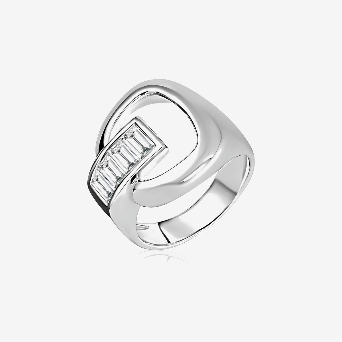 Joseline Diamond Baguette Ring in 18K White Gold | JJ Jewelry