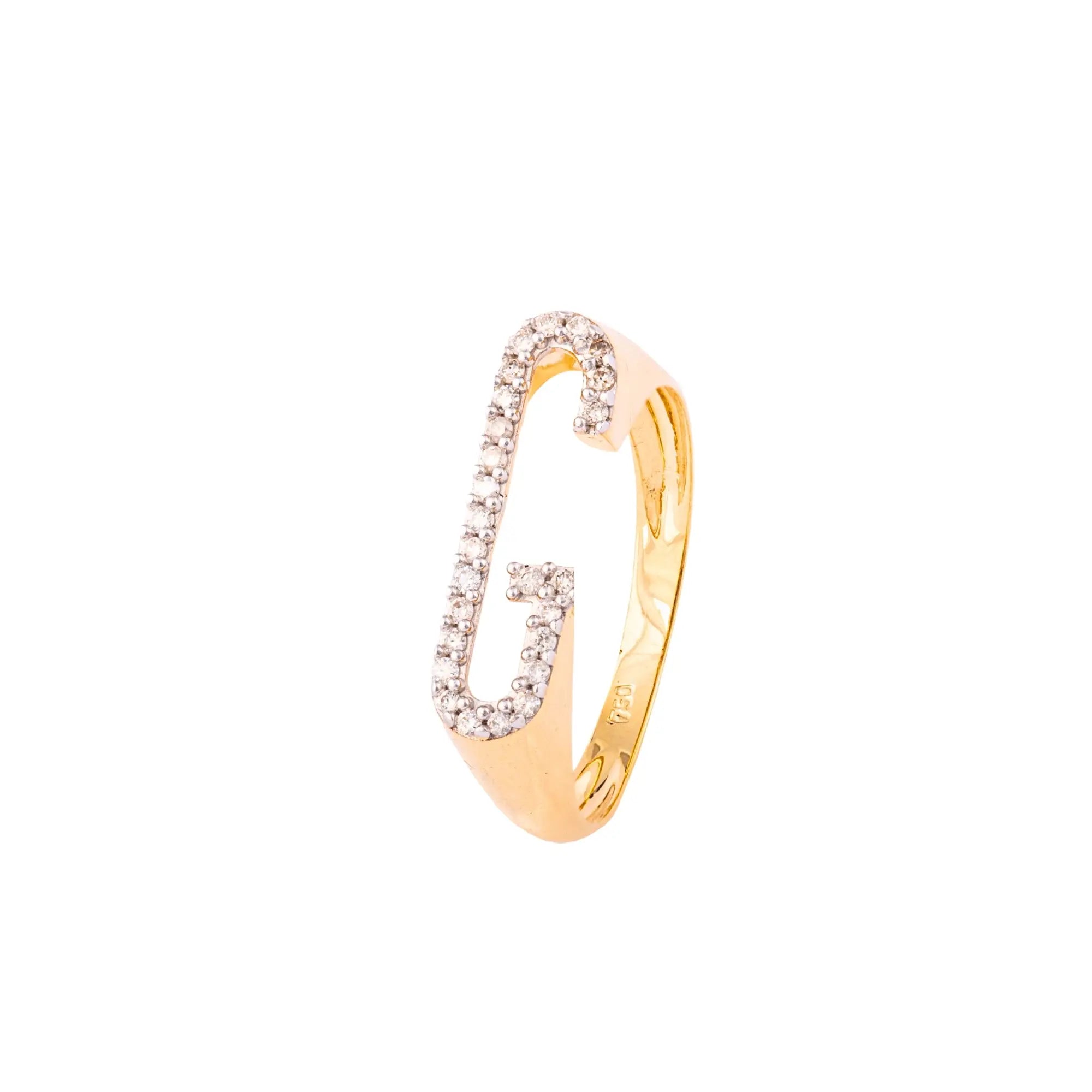 LETTER GOLD DIA RING 18KY Princess Jewelry Shop