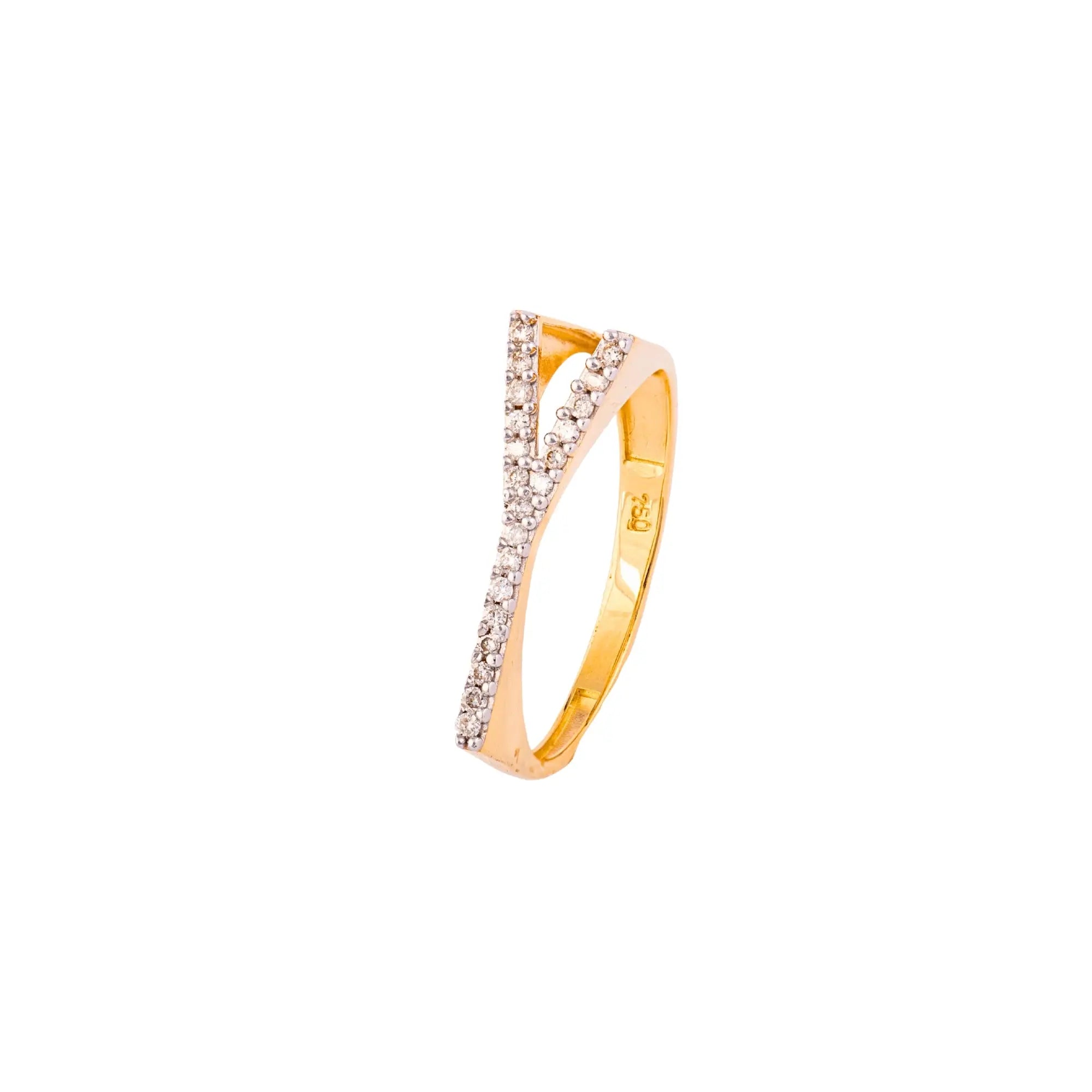 LETTER GOLD DIA RING 18KY Princess Jewelry Shop