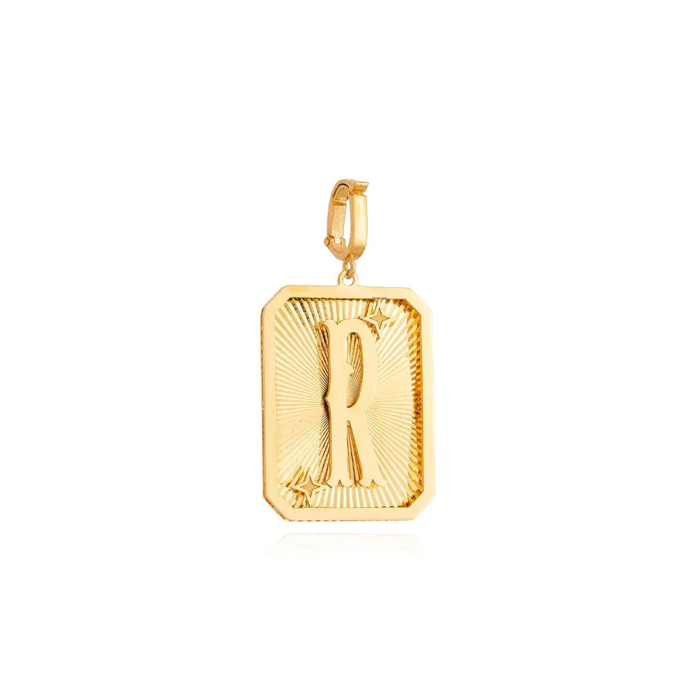 LETTER MEDAL GOLD PEND 4.4G 18KY Princess Jewelry Shop