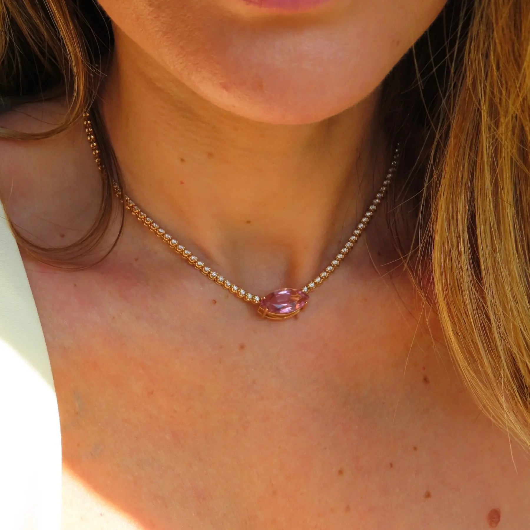 Lala Pink Tourmaline and Diamond Necklace Princess Jewelry Shop