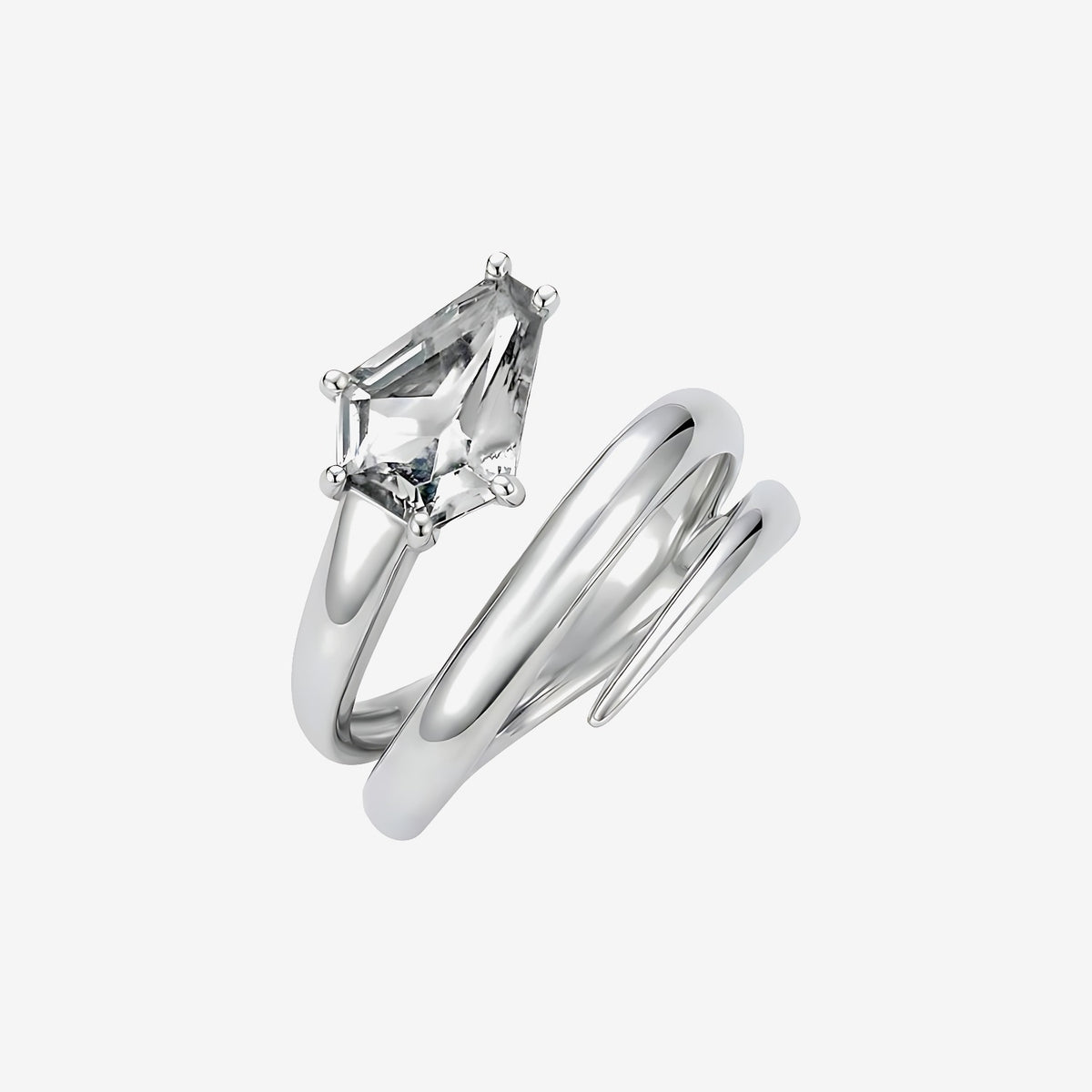 Light Blue Sapphire Snake Wrap Ring in 18K White Gold | JJ Jewelry