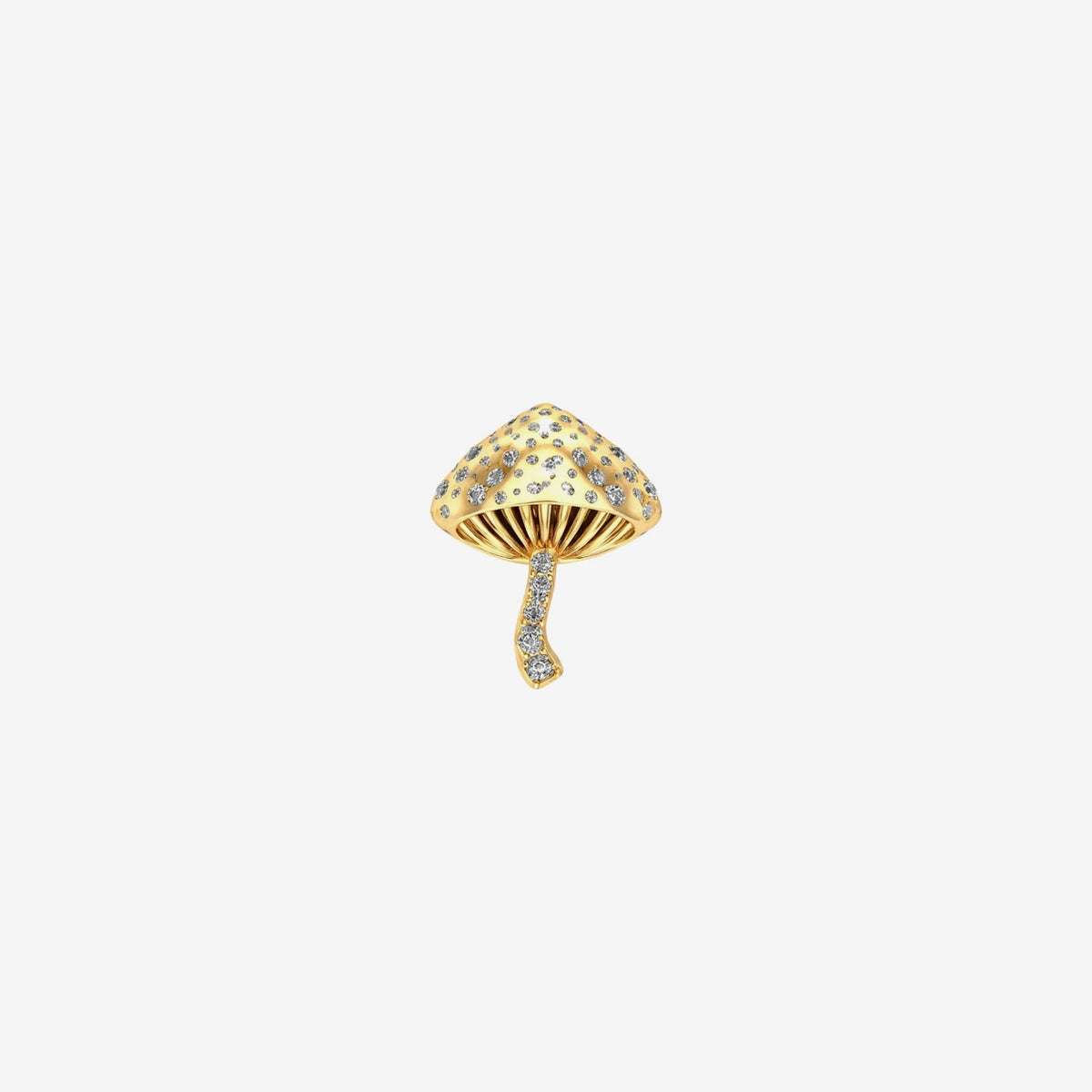 Magic Mushroom Diamond Stud by Alessa Rocks in 18K Yellow Gold, gray background | JJ Jewelry Miami