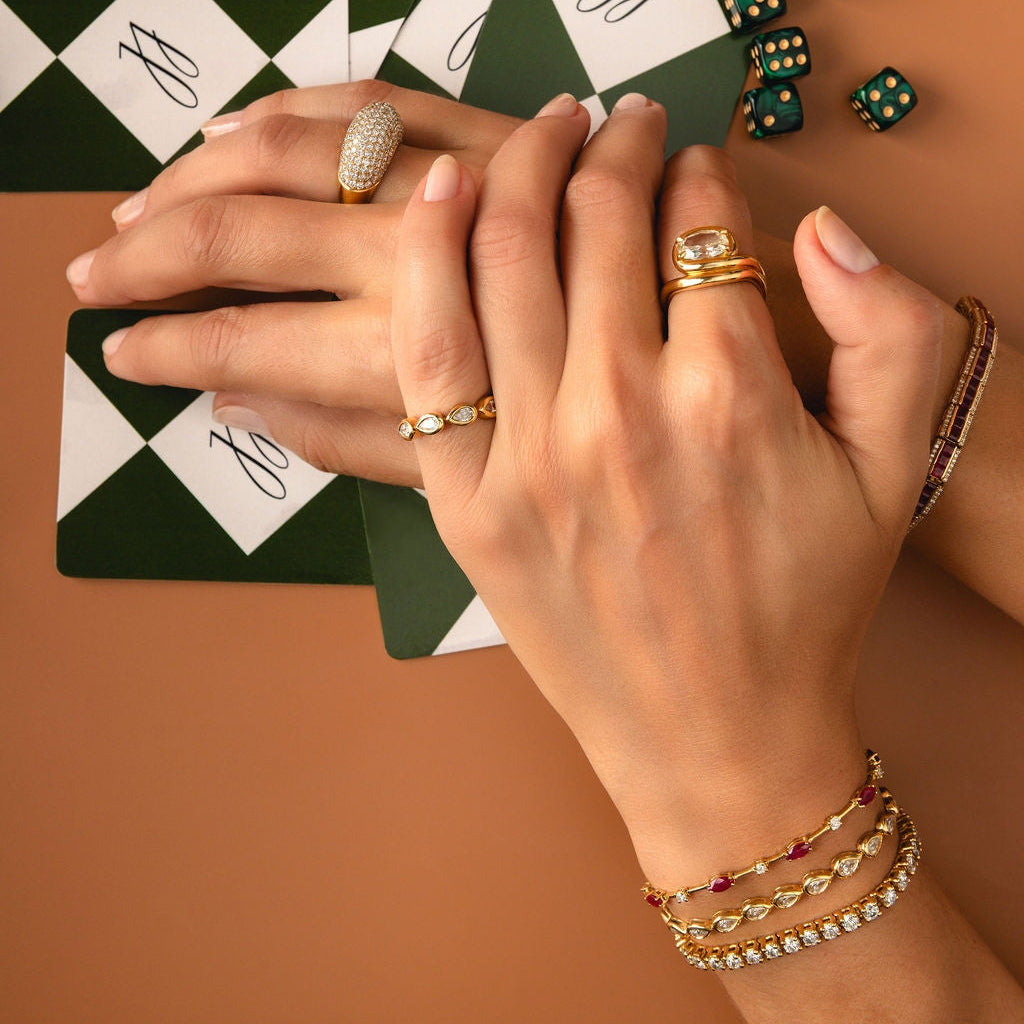 Marquise Ruby & Diamond Bracelet in 18K Yellow Gold