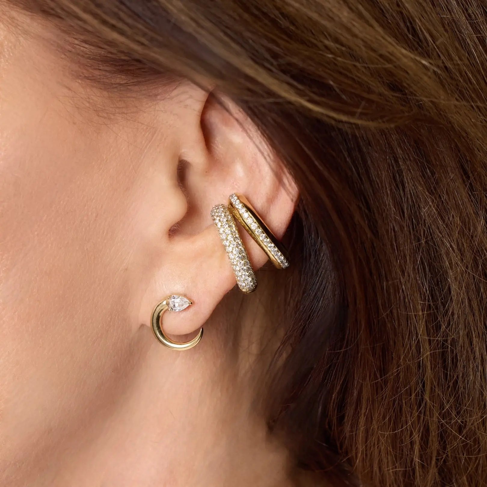 Moon Pear Diamond Earring in Yellow Gold Princess Jewelry Shop