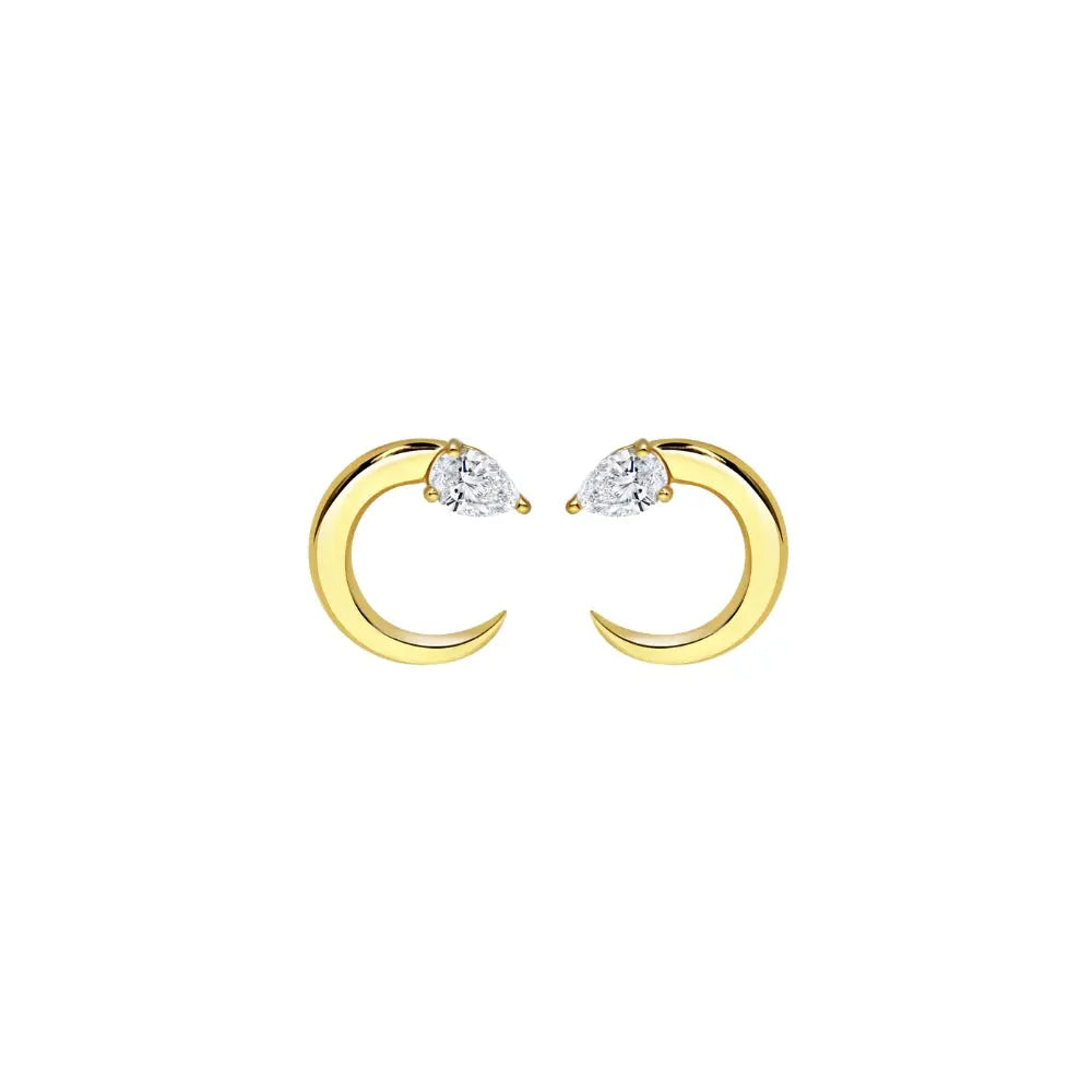 Moon Pear Diamond Earring in Yellow Gold Princess Jewelry Shop