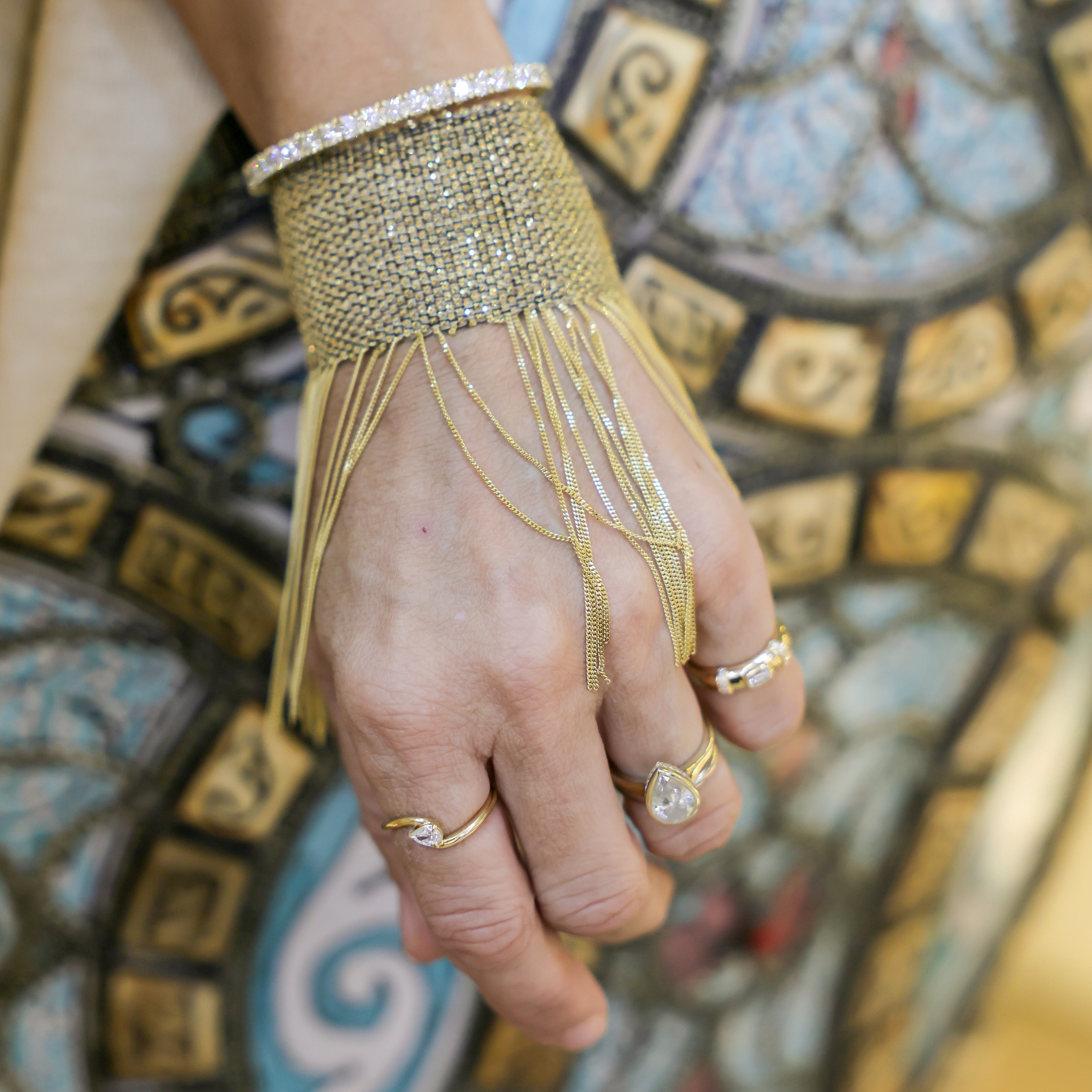Morocco Silk Fringe Bracelet in Yellow Gold-Dipped Silver