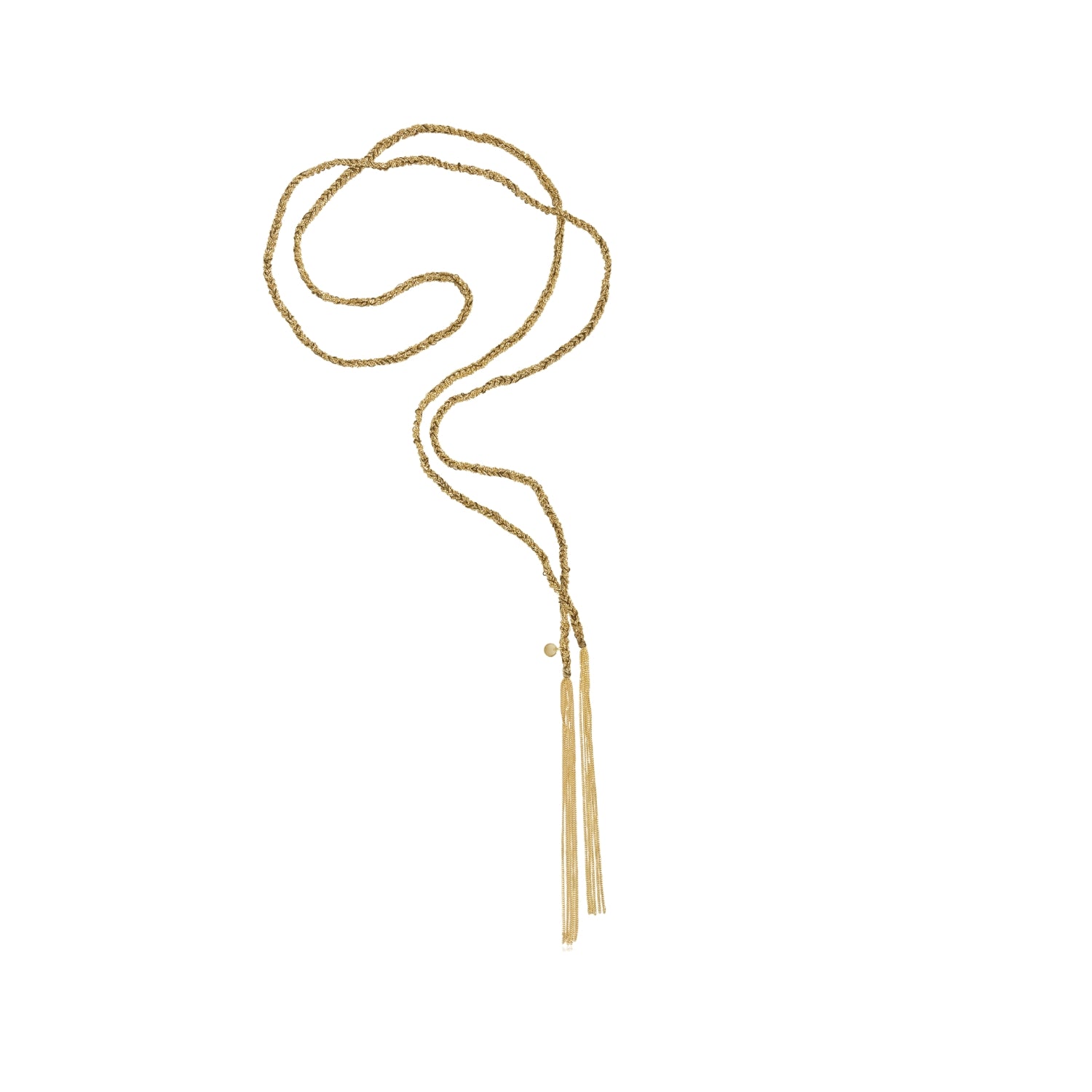 Morocco Silk Scarf Necklace in Silver Dipped Yellow Gold