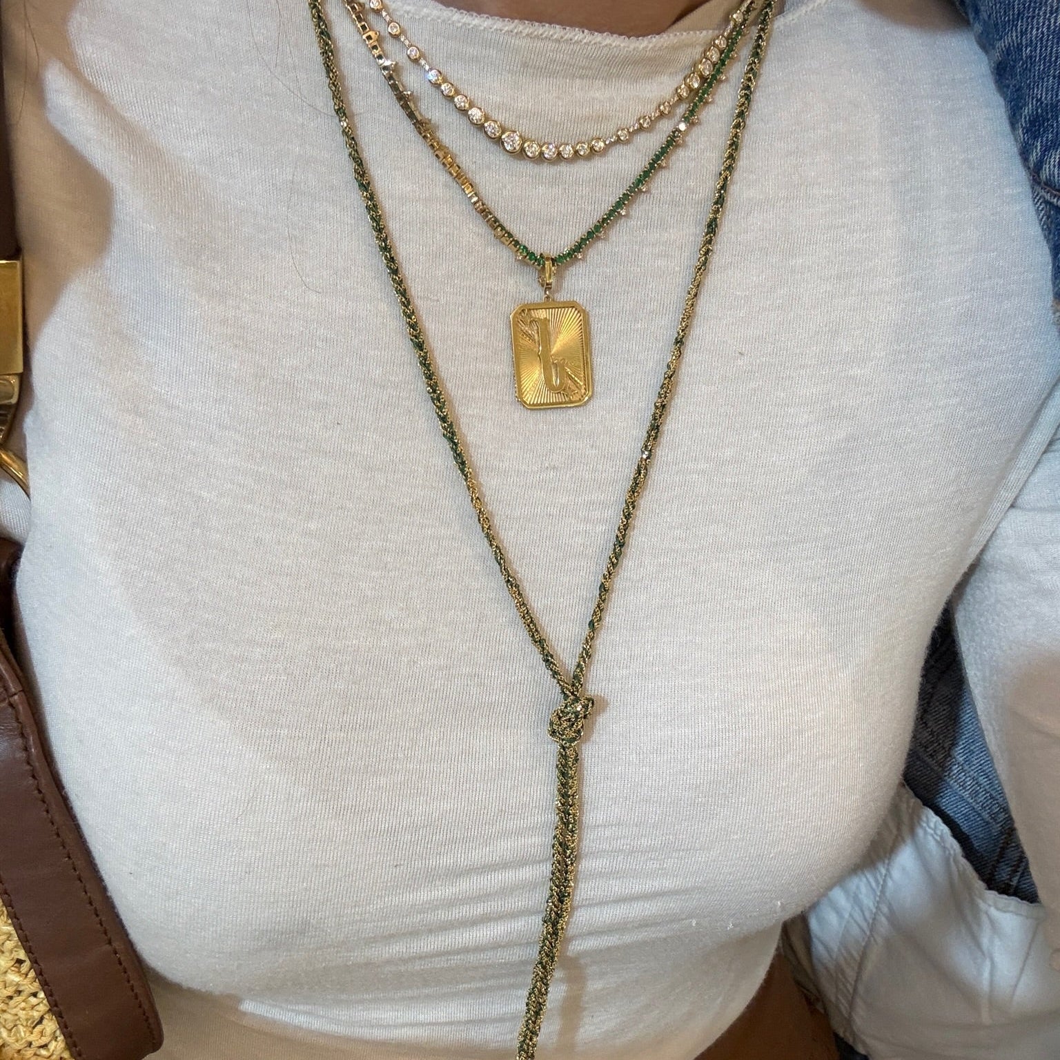 Morocco Silk Scarf Necklace in Silver Dipped Yellow Gold