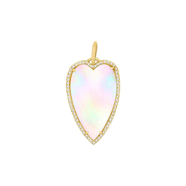 Mother of Pearl and Diamond Heart Pendant | JJ Jewelry