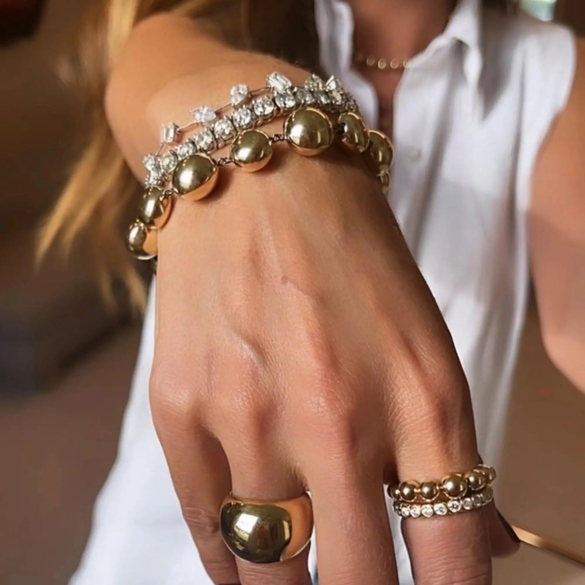 Multi-Ball Yellow Gold Bracelet-Princess Jewelry Shop