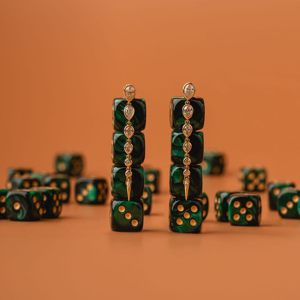Multi-Shape Diamond Drop Earrings in Yellow Gold