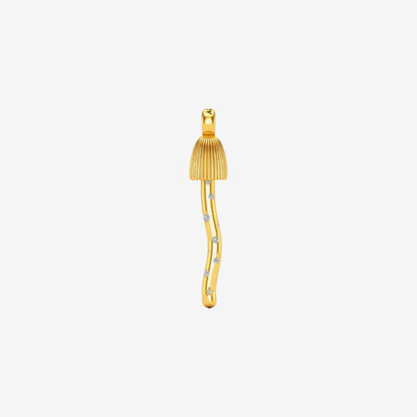 Mycena Flush Pendant in 18K Yellow Gold by Alessa Rocks, gray background | JJ Jewelry Miami
