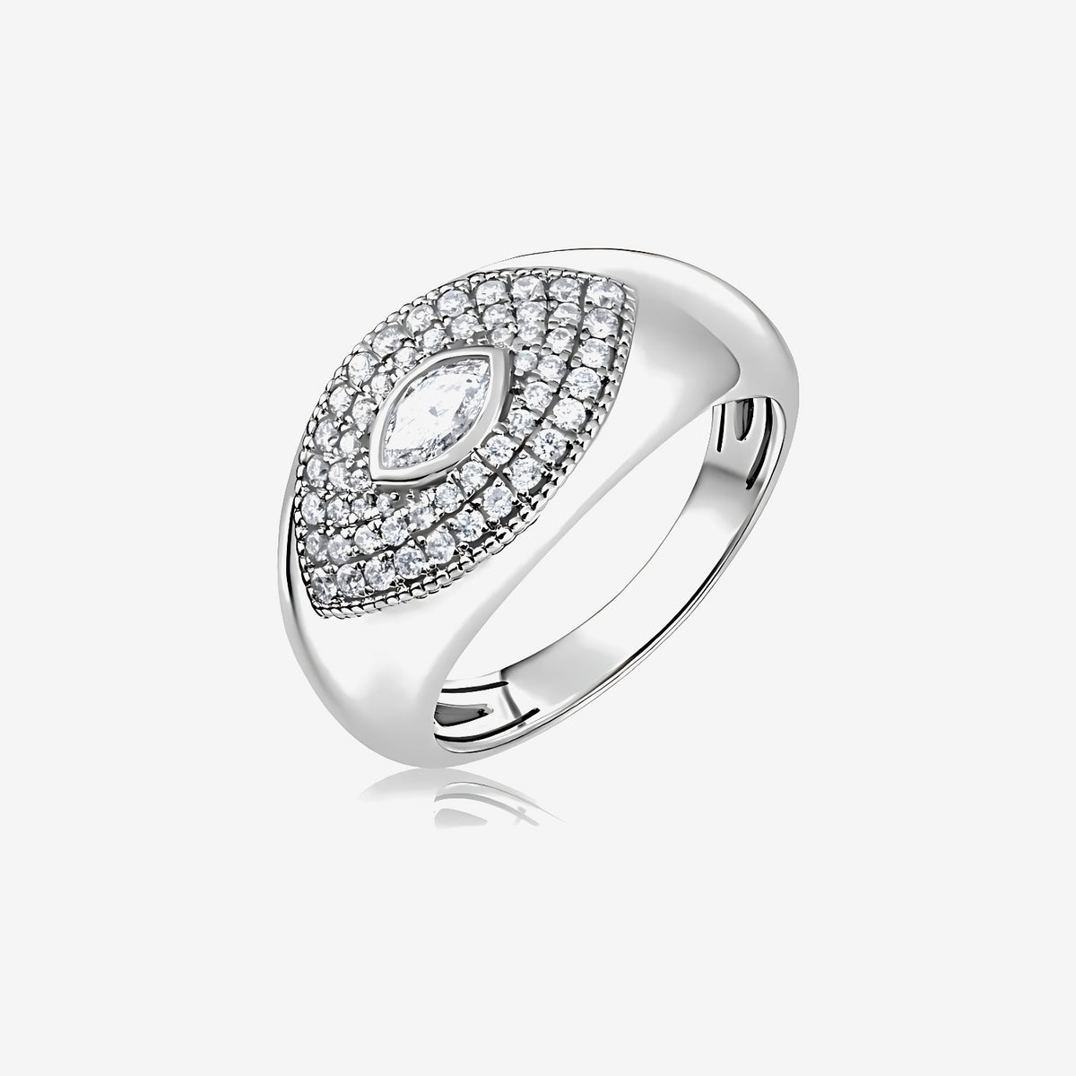 Mystic Eye Marquise Diamond Ring in 18K White Gold | JJ Jewelry