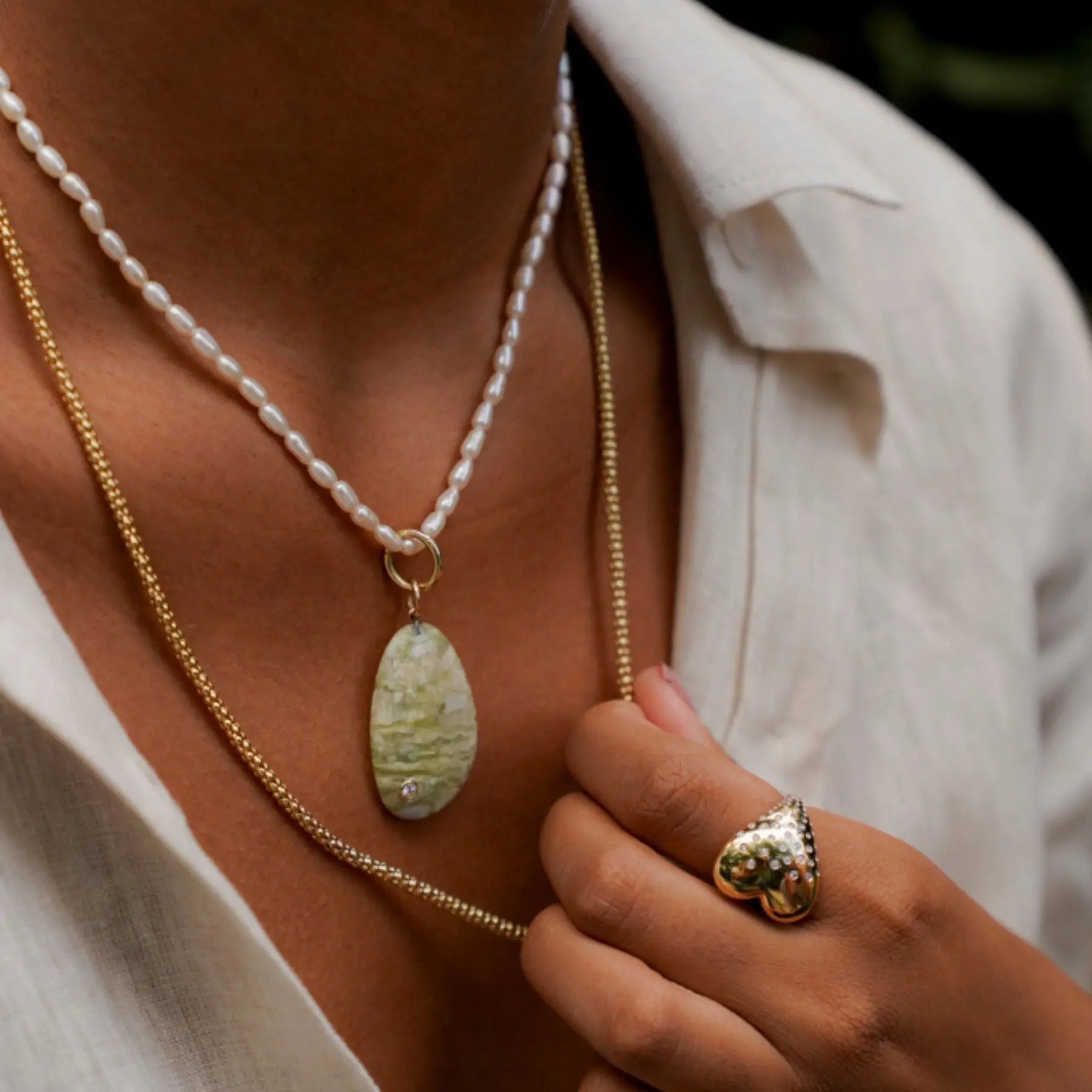 Natural Stone and Diamond Pendant Princess Jewelry Shop