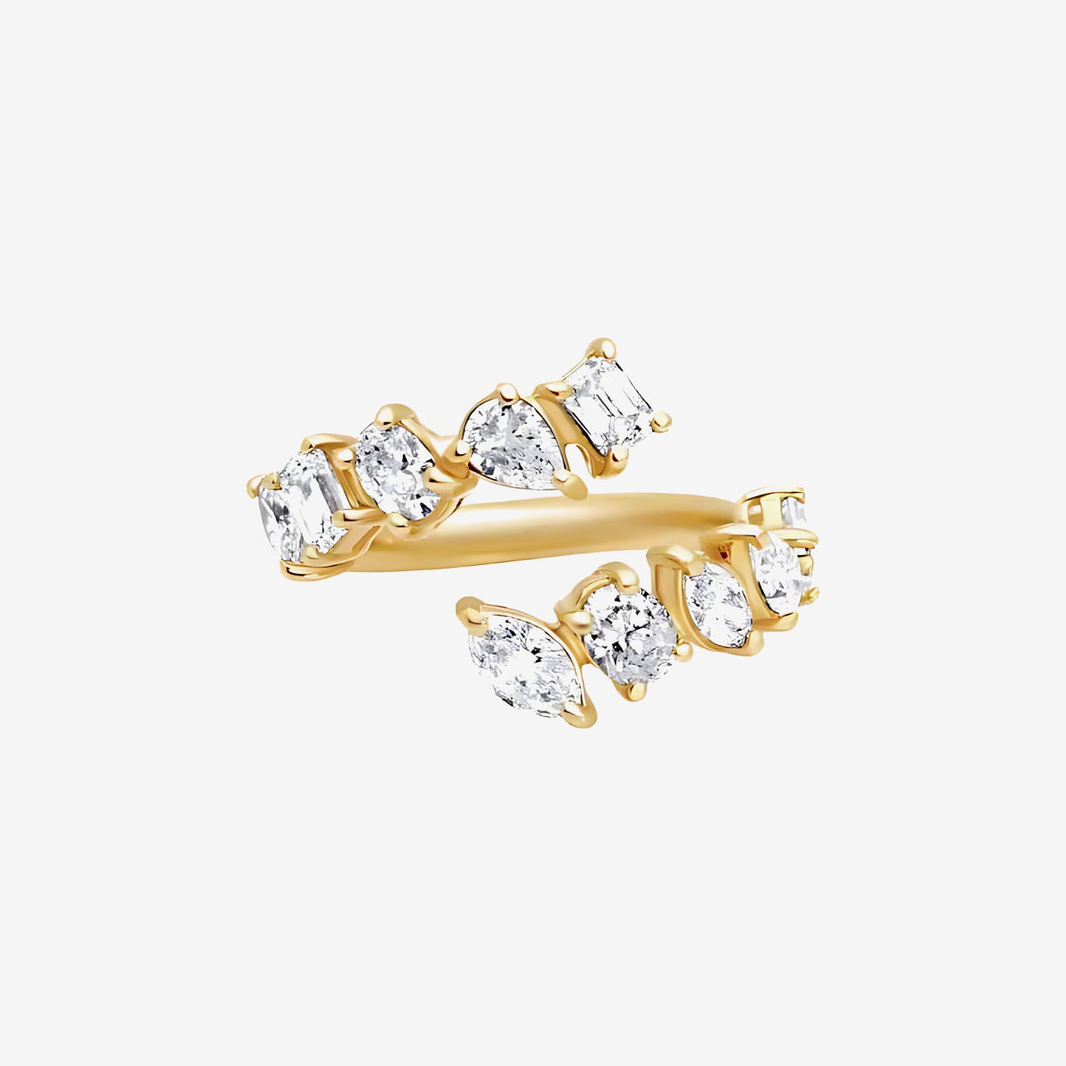 Open Multi-Shape Diamond Ring in 18K Yellow Gold | JJ Jewelry