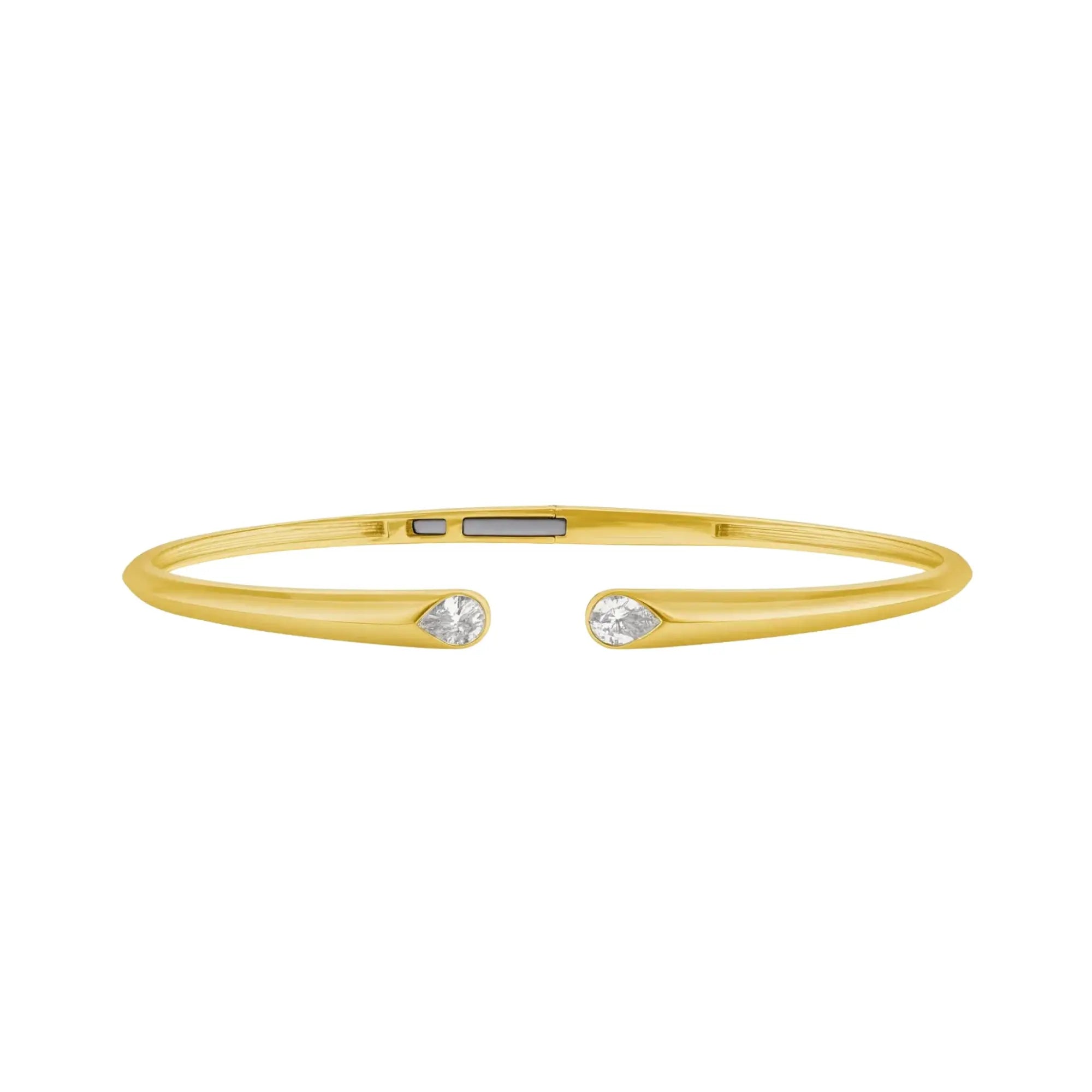 Open Pear Diamond Bangle Bracelet in Yellow Gold Princess Jewelry Shop