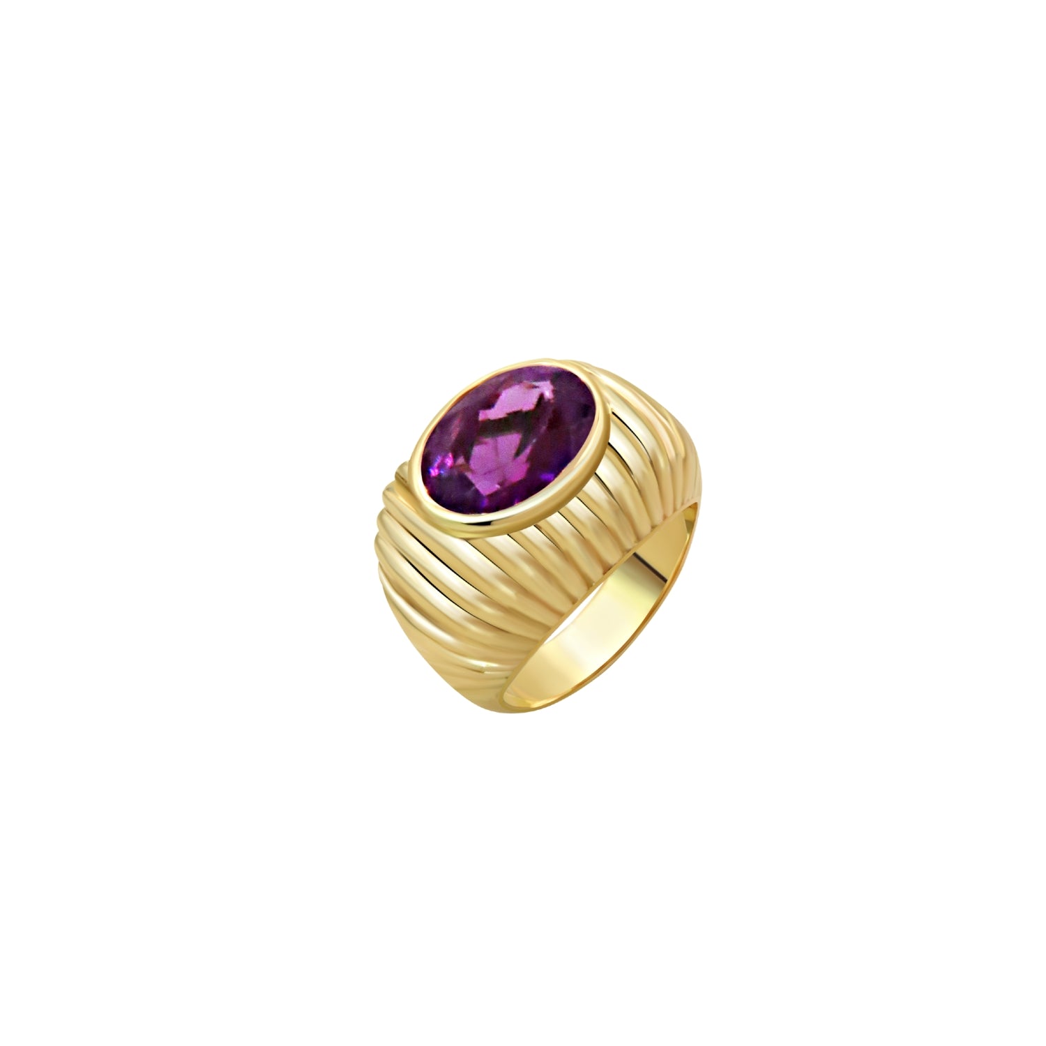 Oval Amethyst Cocktail Ring in 18K Yellow Gold
