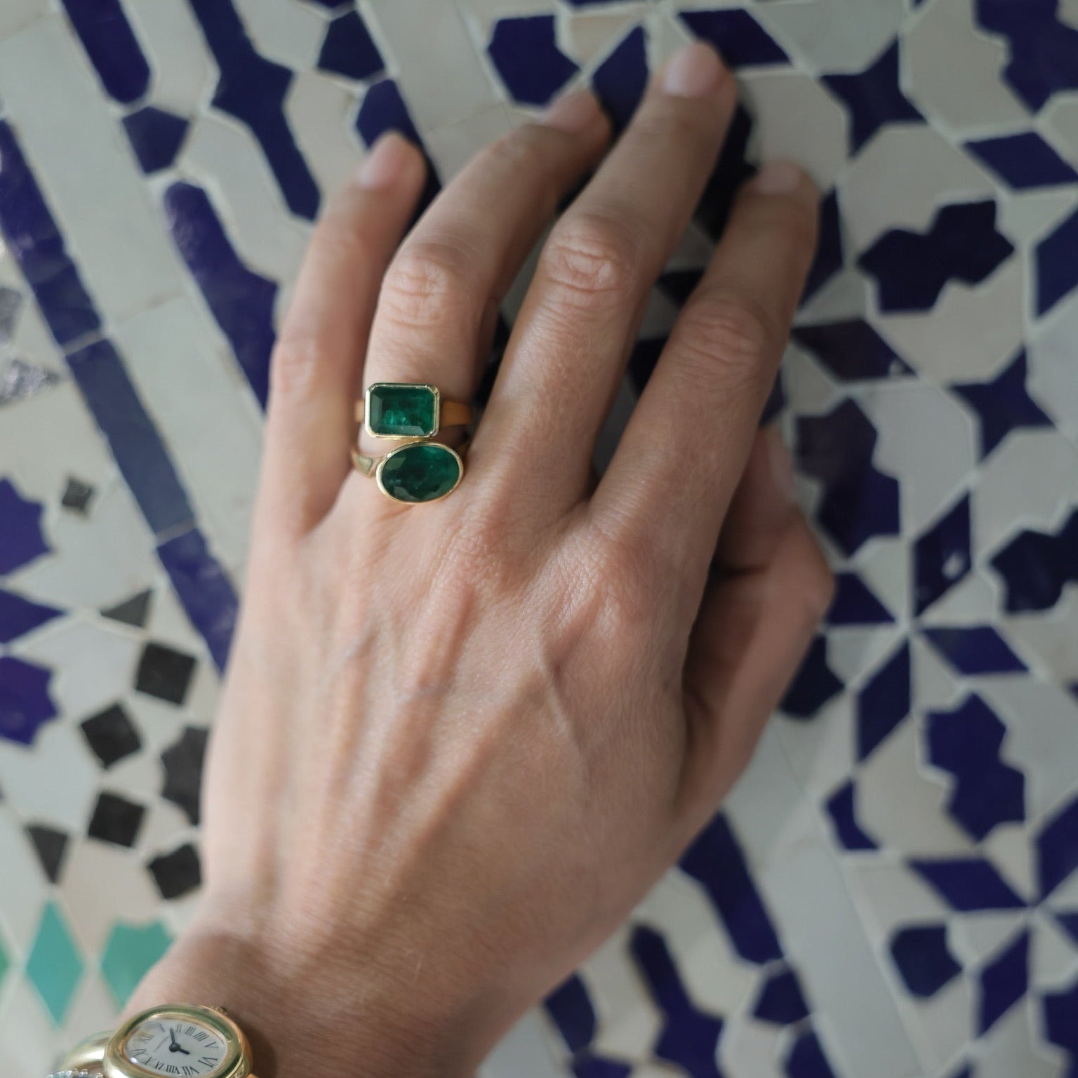 Oval Emerald Cocktail Ring in 18K Yellow Gold