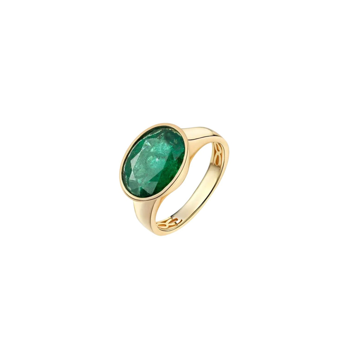 Oval Emerald Cocktail Ring in 18K Yellow Gold