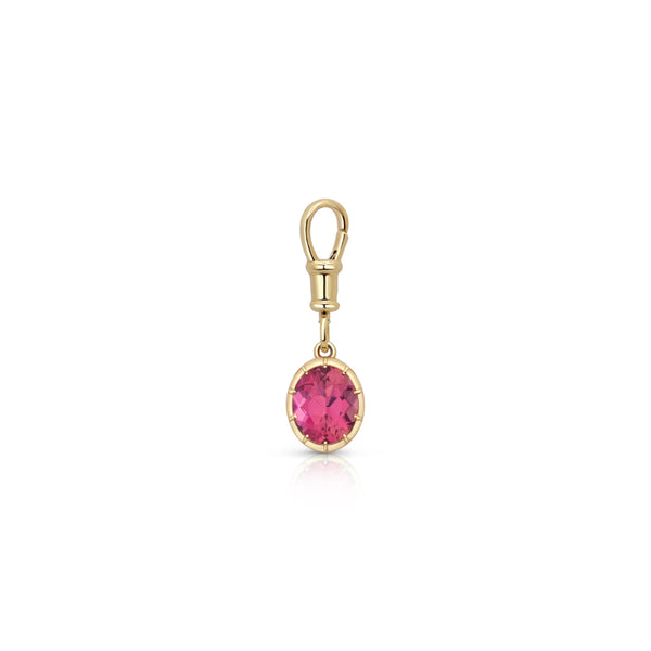 Oval Pink Tourmaline Charm Pendant | JJ Jewelry