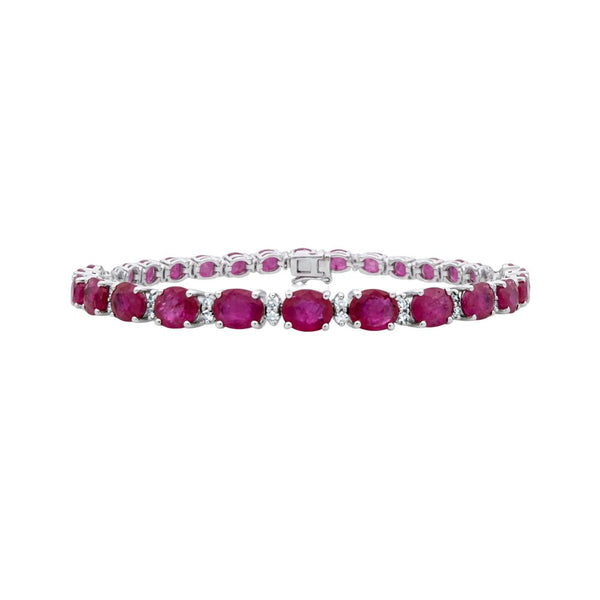 Oval Ruby and Diamond Bracelet