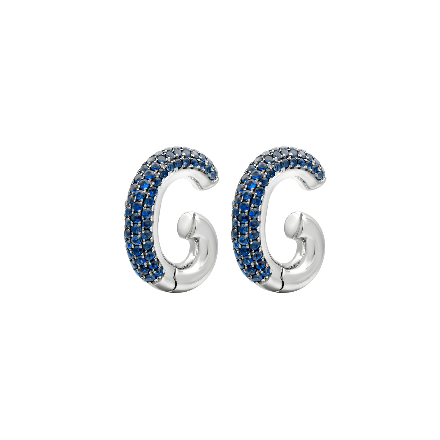 Pavé Blue Sapphire Ear Cuff in White Gold