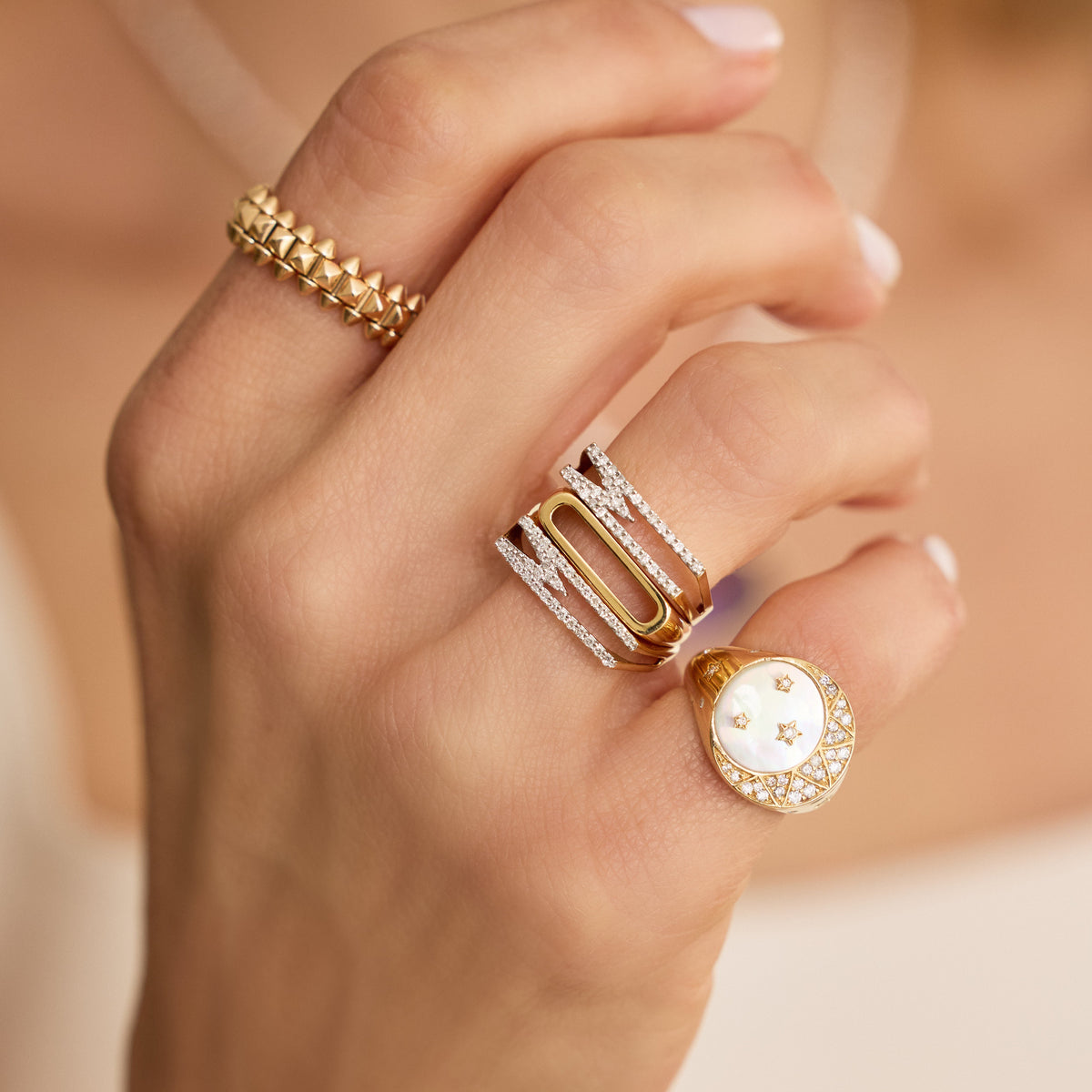 Pavé Diamond Letter Ring | JJ Jewelry Miami