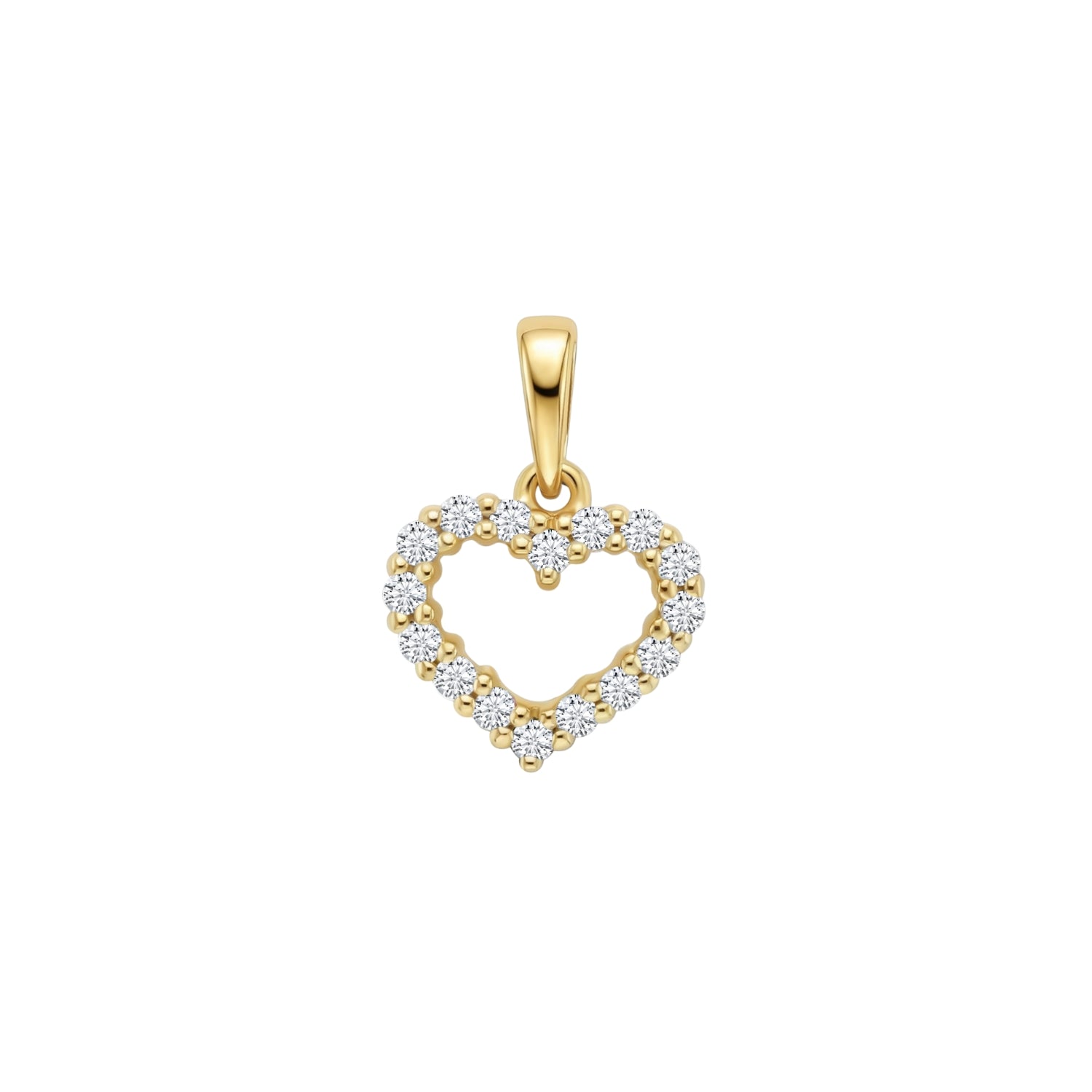 Pavé Diamond Open Heart Pendant in 18K Yellow Gold | JJ Jewelry Miami