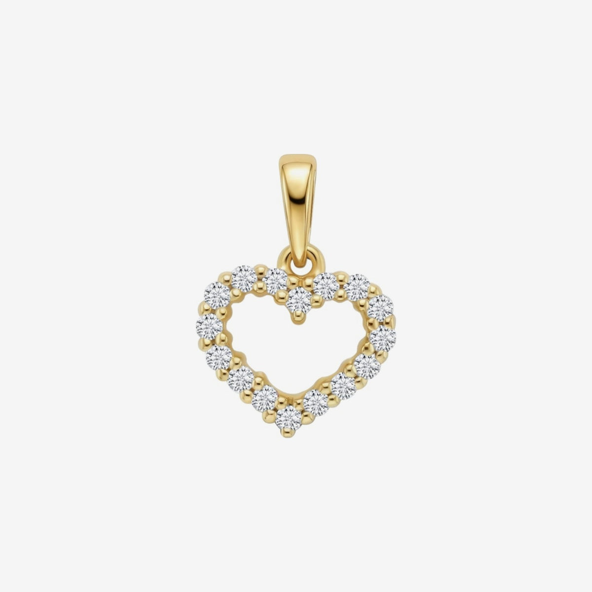 Pavé Diamond Open Heart Pendant in 18K Yellow Gold, view 2 | JJ Jewelry Miami