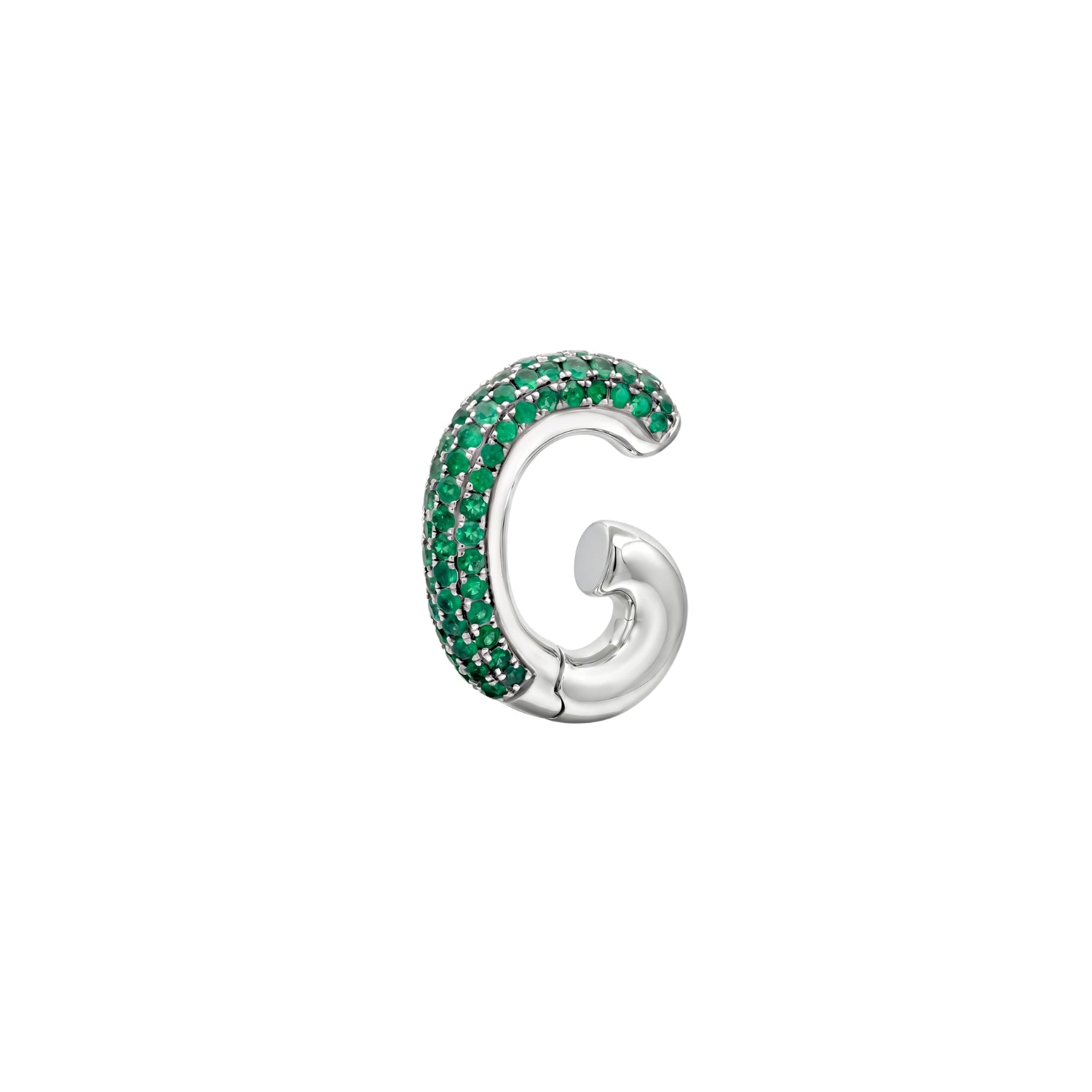 Pavé Emerald Ear Cuff in White Gold