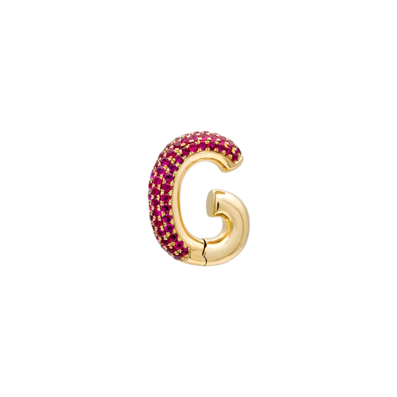 Pavé Ruby Ear Cuff in Yellow Gold