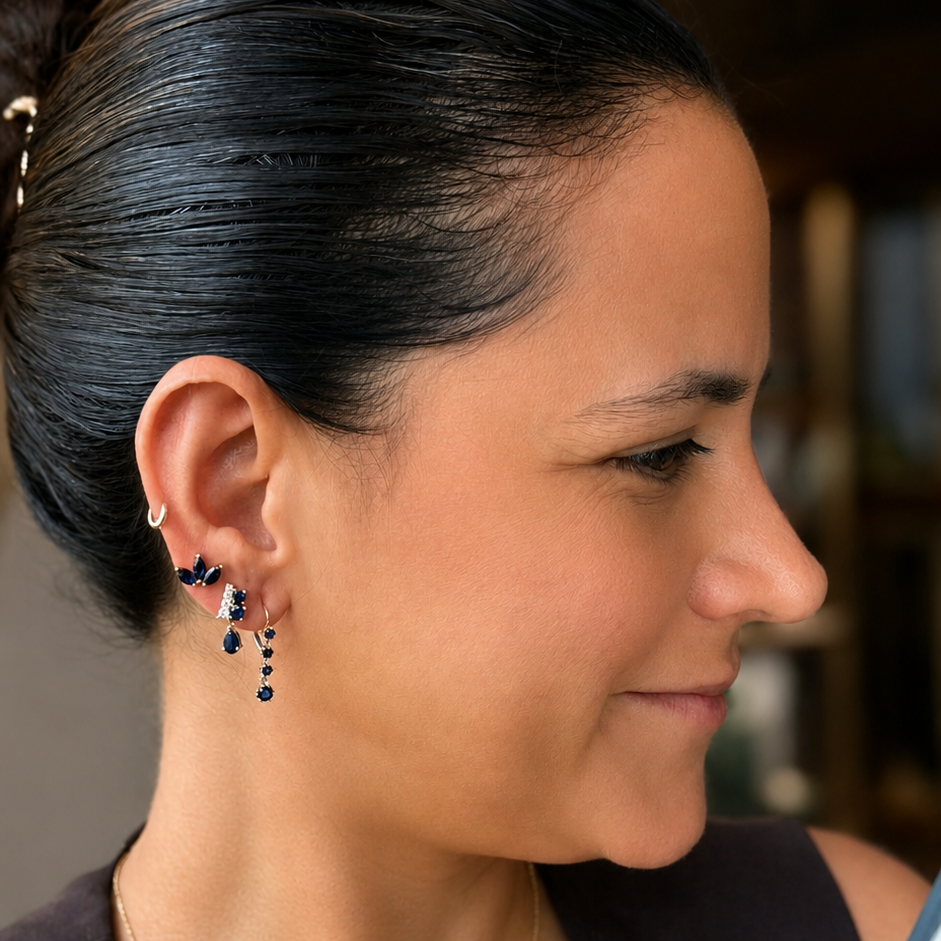Pear-Cut Gemstone Drop Earrings in 14K Gold