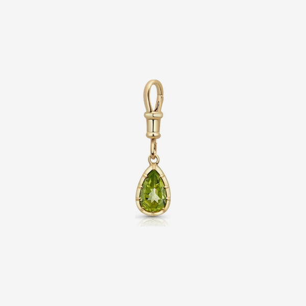 Pear-Cut Green Tourmaline Clip Charm in 18K Yellow Gold, view 2 | JJ Jewelry Miami