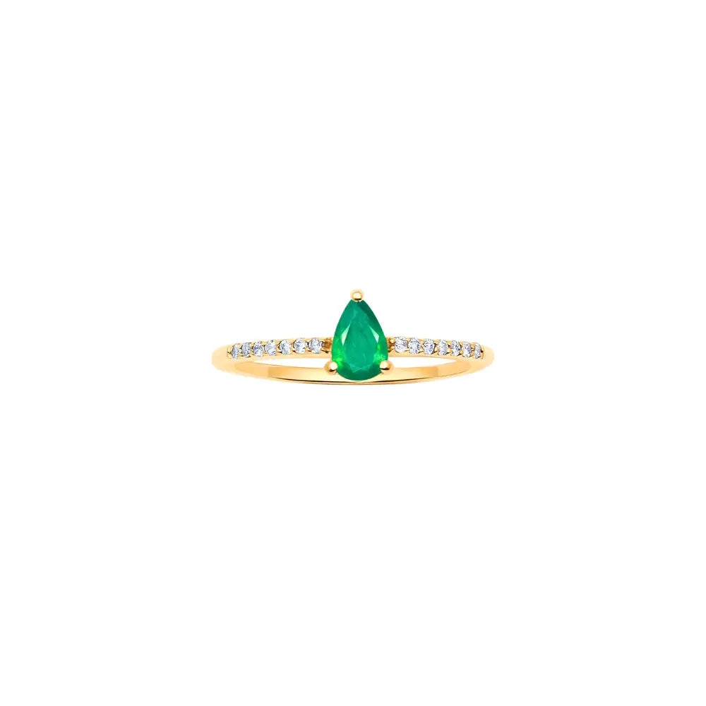 RGD14K-2340 PEAR SOLITAIRE RING EME 0.36 D0.09 14KW Princess Jewelry Shop