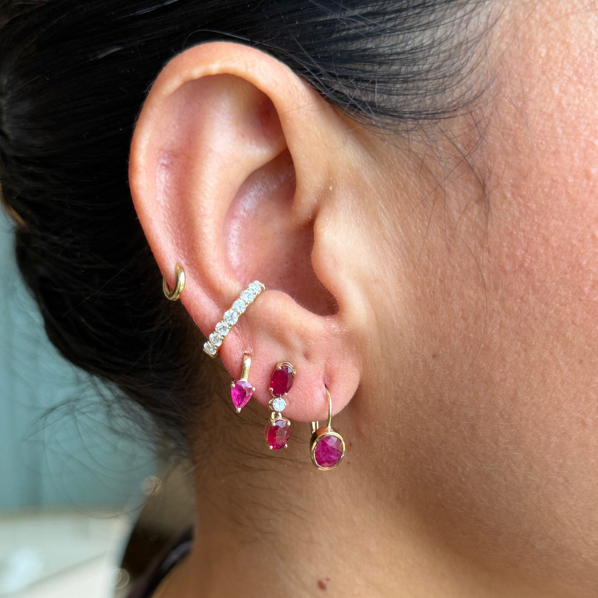 Pear-Shaped Gemstone Drop Earrings in 18K Yellow Gold | JJ Jewelry Miami