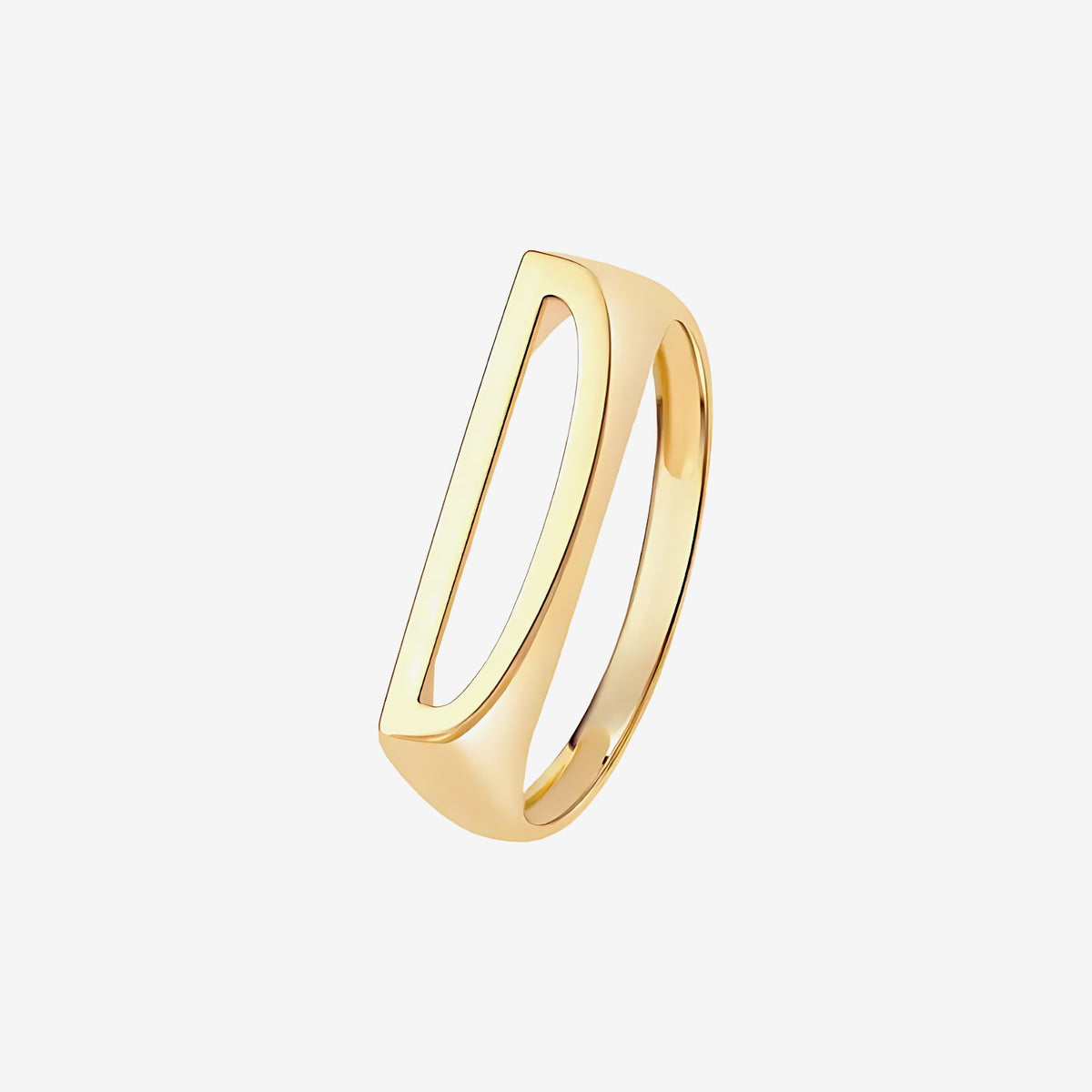 Personalized Letter Ring, Letter D in 18K Yellow Gold | JJ Jewelry