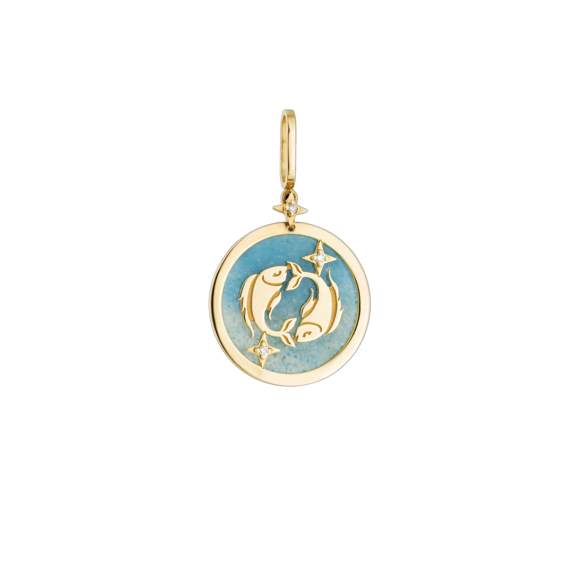 Pisces Zodiac Quartz and Diamond Pendant | JJ Jewelry