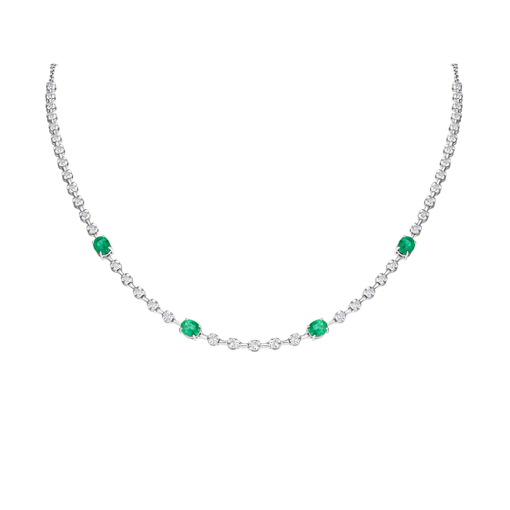 Renata Necklace with Emeralds and Diamonds in 18K Gold