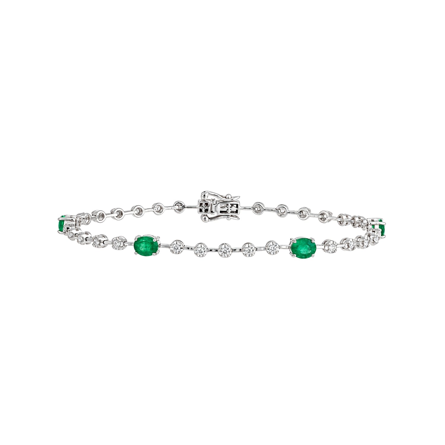 Renata Oval Emerald & Diamond Bracelet in 18K Gold