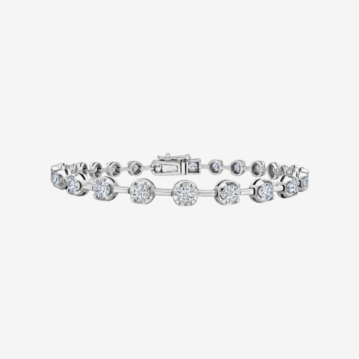 Renata Spaced Round Diamond Bracelet in White Gold | JJ Jewelry
