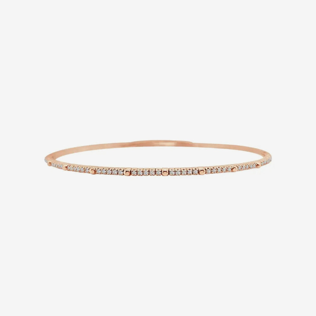 Round Brilliant Diamond Flexible Bangle in Rose Gold | JJ Jewelry