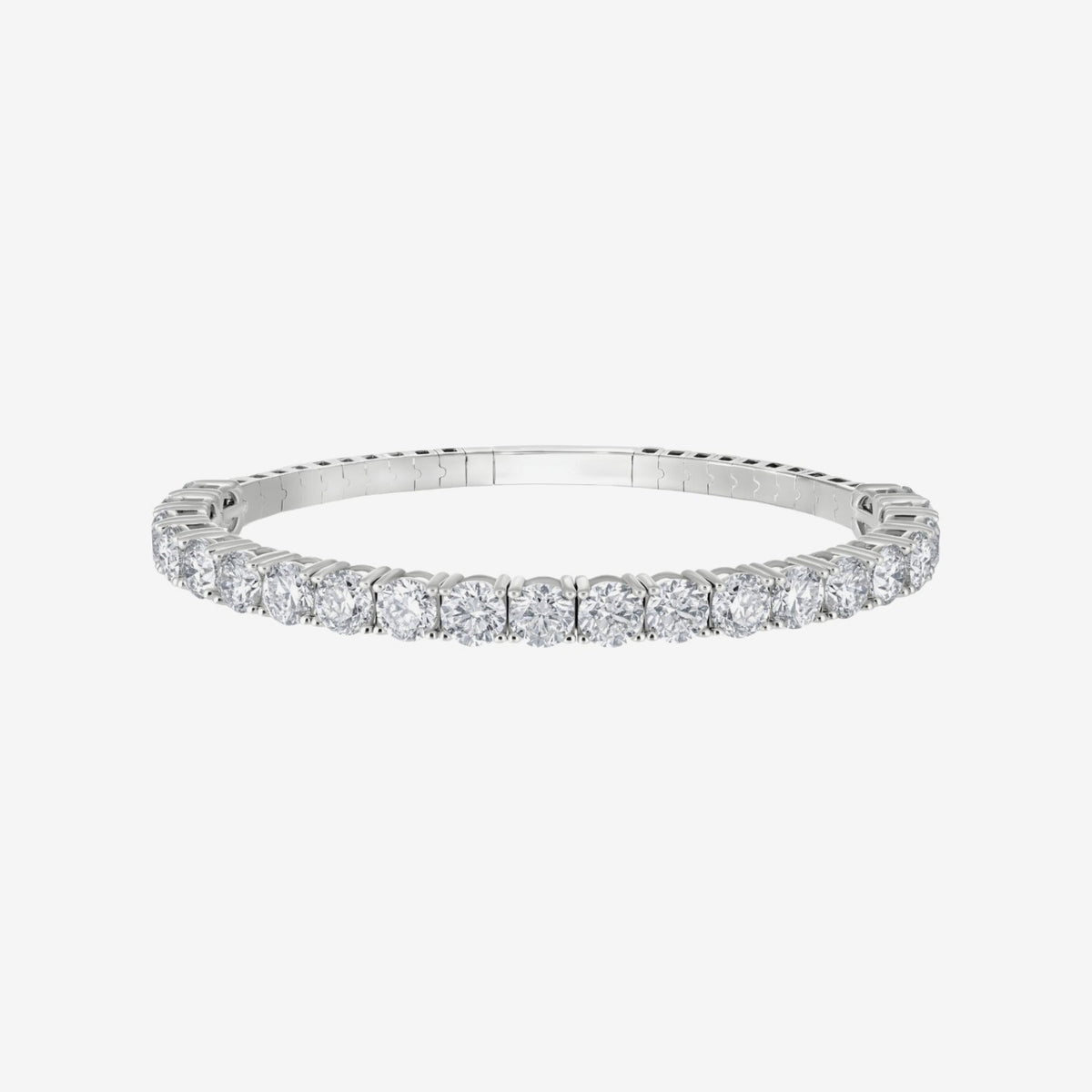 Round Brilliant Diamond Flexible Tennis Bangle in White Gold | JJ Jewelry