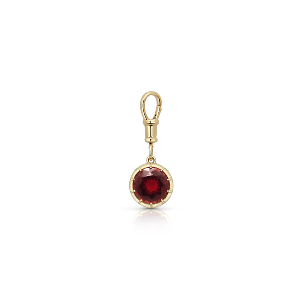Round Red Tourmaline Charm Pendant | JJ Jewelry