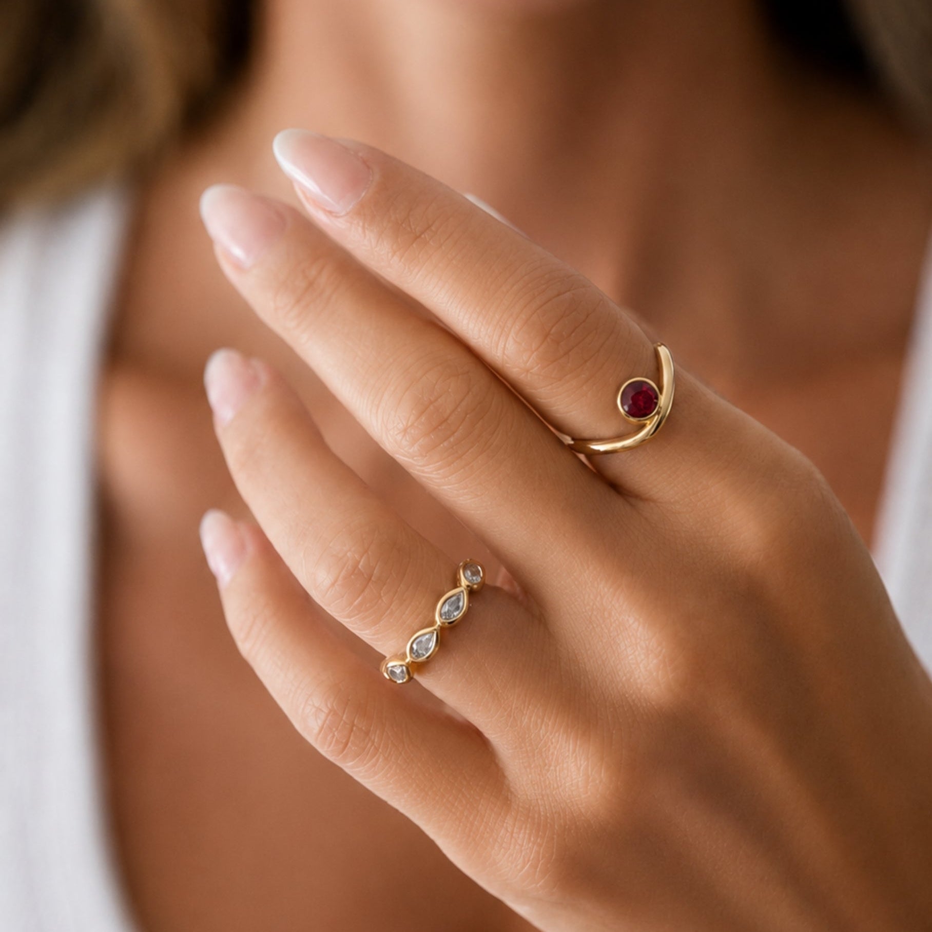 Round Ruby Bezel-Set Ring in 14K Yellow Gold