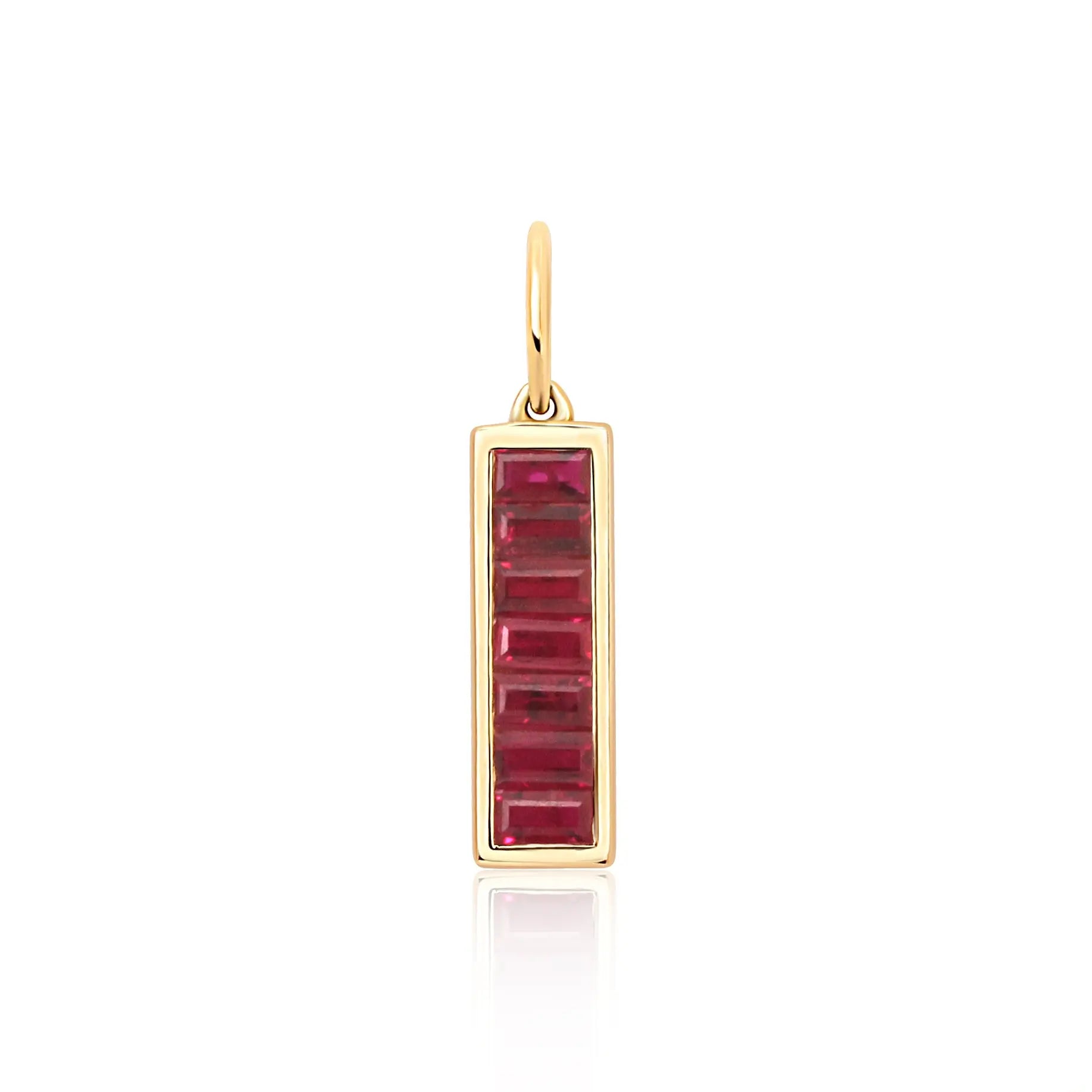 Ruby Baguette Bar Pendant in Yellow Gold Princess Jewelry Shop