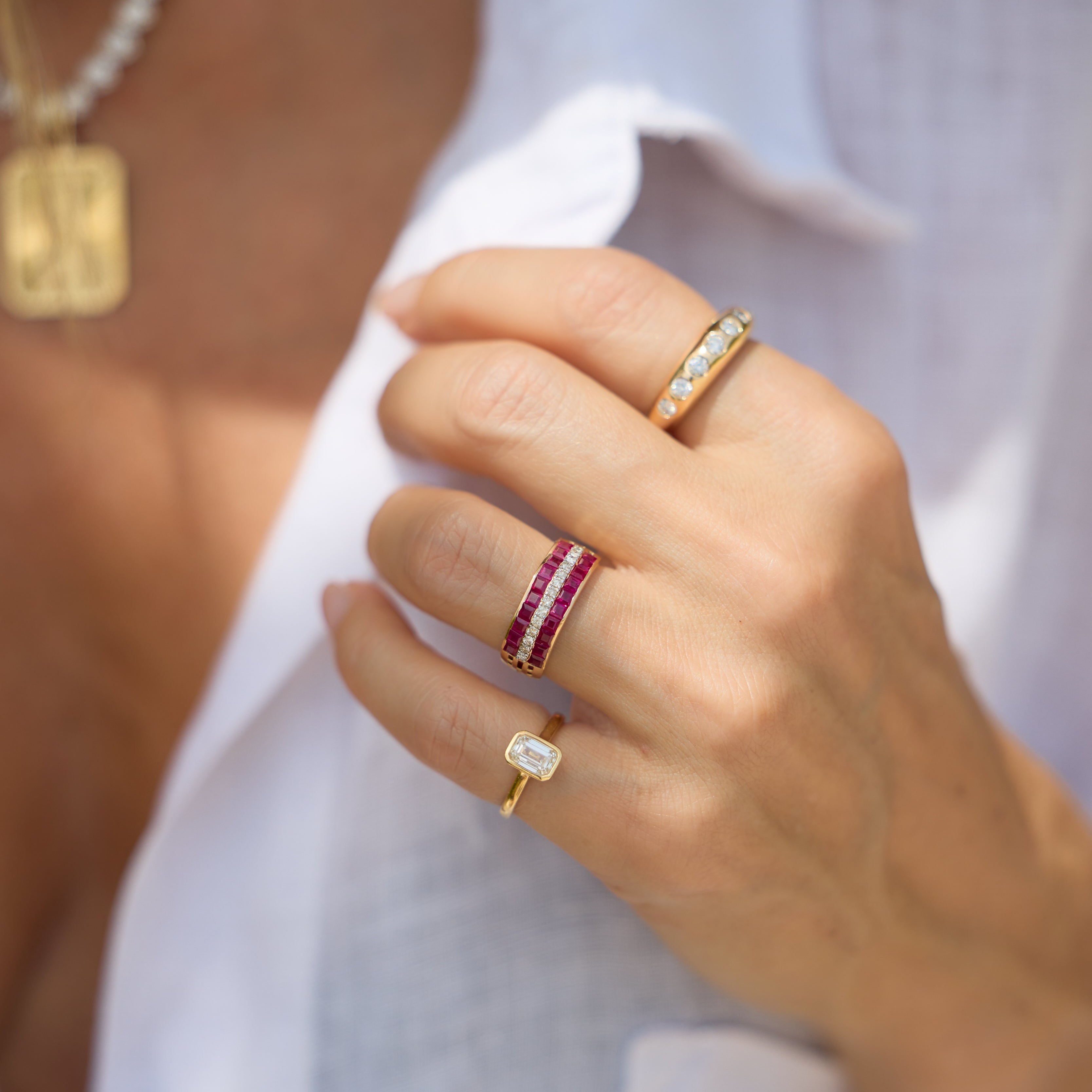 Emerald Cut Diamond Pinky Ring in 18K Yellow Gold
